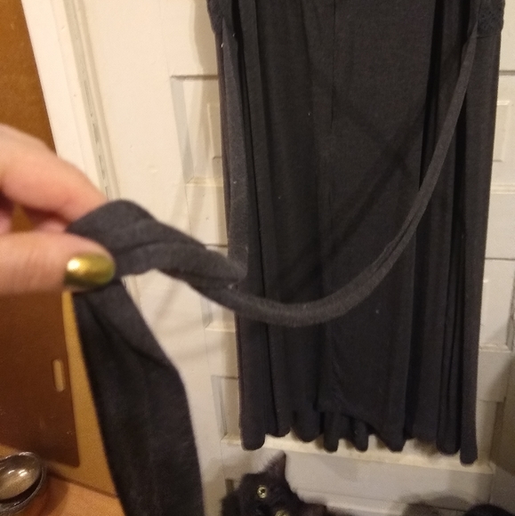 Gray 2x dress tie back ruffle sleeve lagenlook - Picture 3 of 6